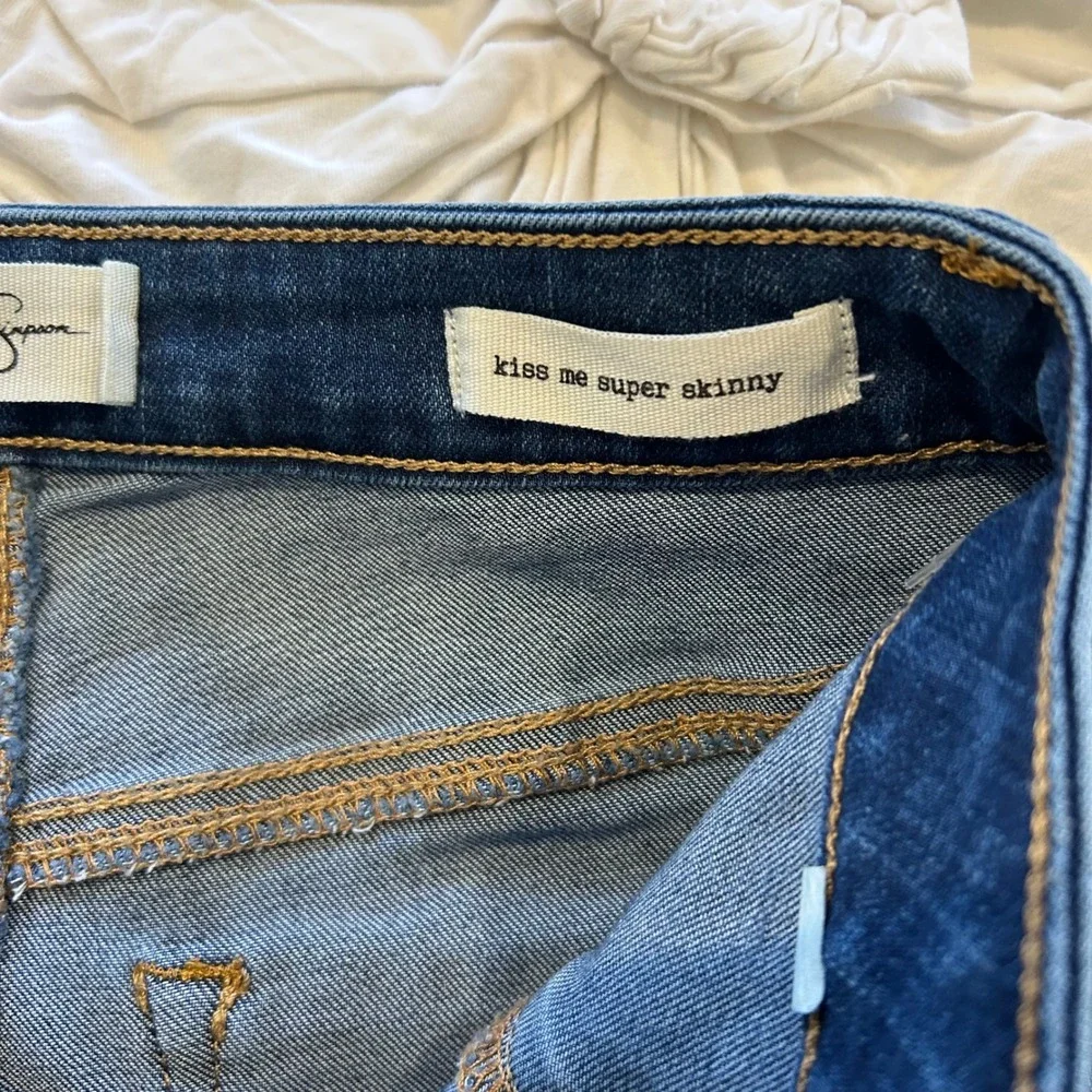 Jessica Simpson Kiss Me Super Skinny Jeans Dark Wash Blue Stretch Size 26 - Picture 5 of 10
